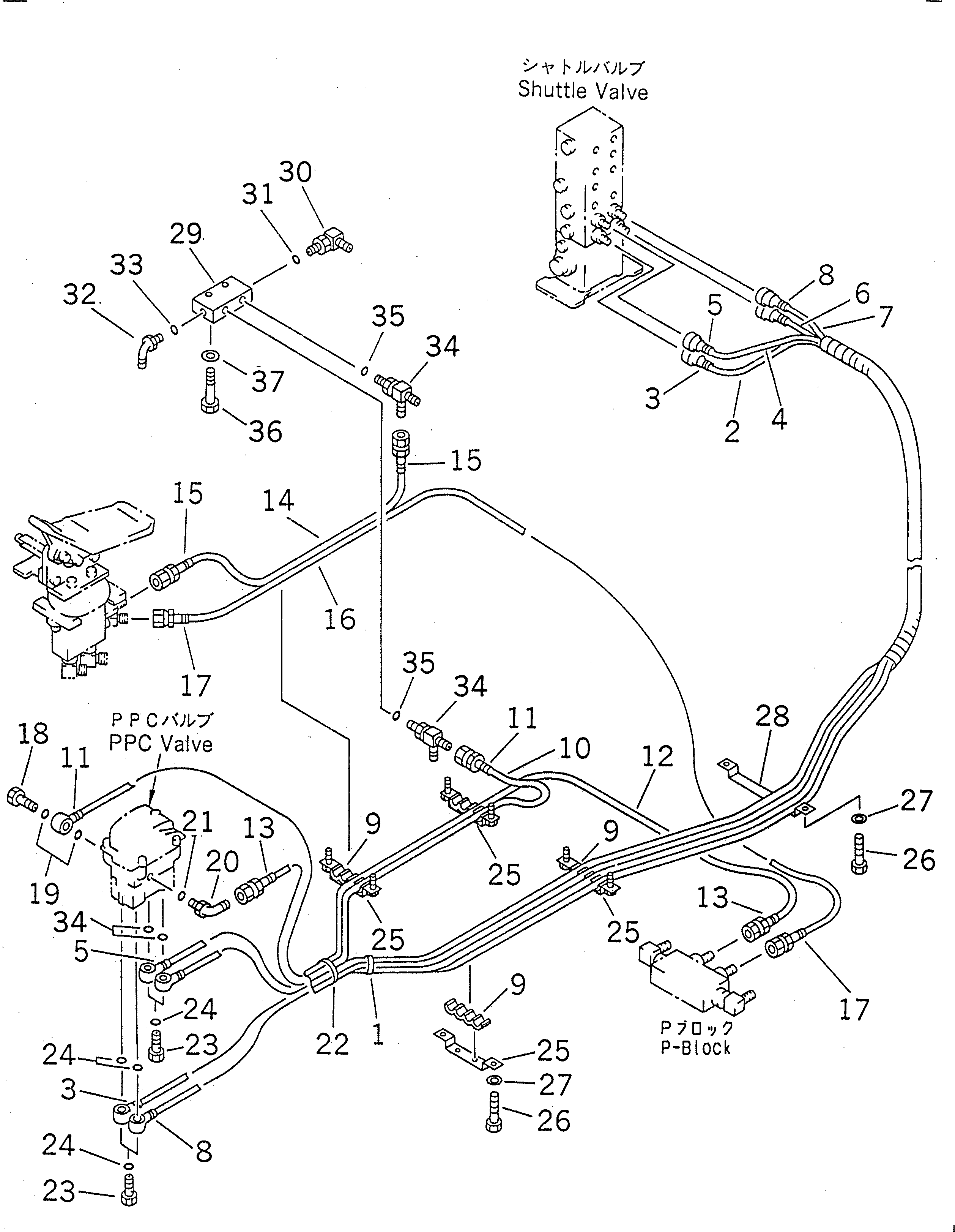 Excavators Komatsu / PC220-6 S/N 50001-UP(pc220-6c) / PPC TRAVEL LINES (FOR ADDITIONAL PIPING) (2 ACTUATOR)(#50700-52740)(212120 : K1420-01A5A)