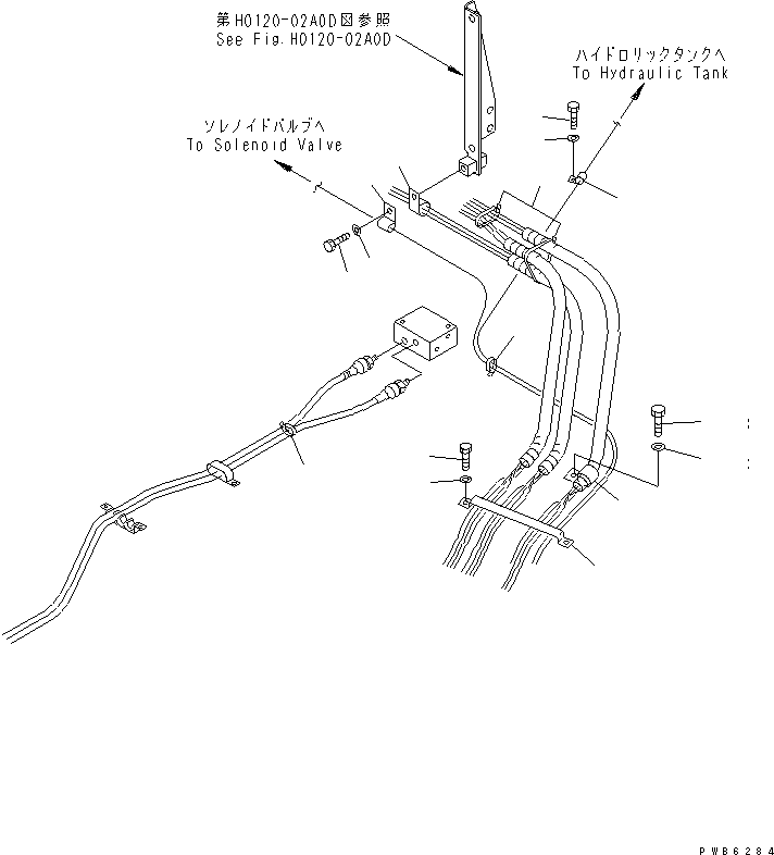 Excavators Komatsu / PC220-6 S/N 50001-UP(pc220-6c) / PPC WORK LINE CLIPING (1 ACTUATOR)(#52852-)(212230 : K1520-01A6)