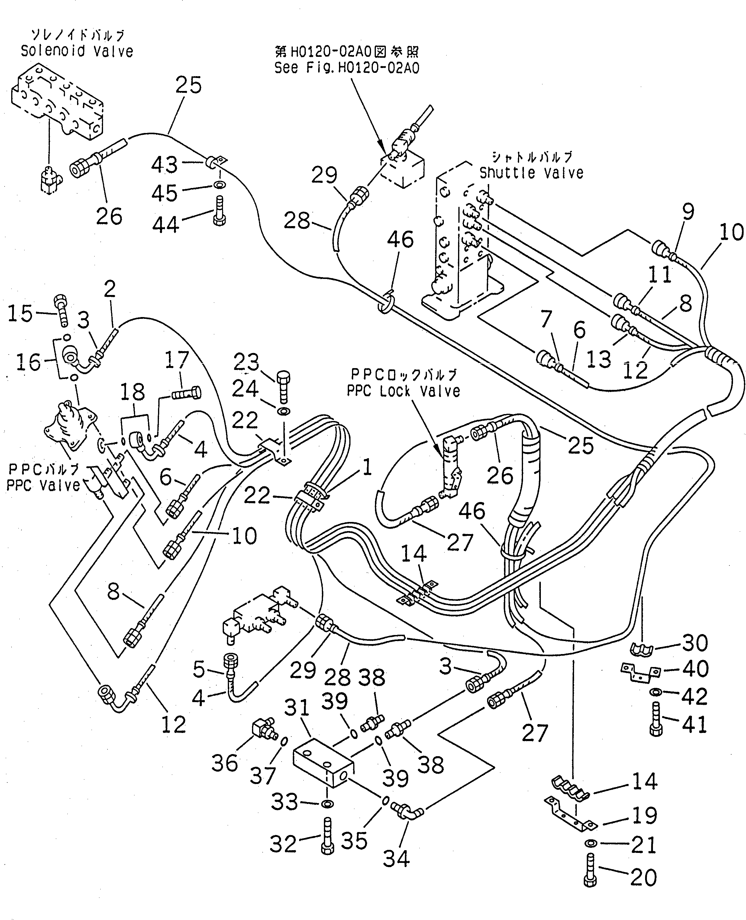 Excavators Komatsu / PC220-6 S/N 50001-UP(pc220-6c) / PPC WORK LINE (RIGHT STAND HOSE)(#50001-50699)(212240 : K1520-02A0)