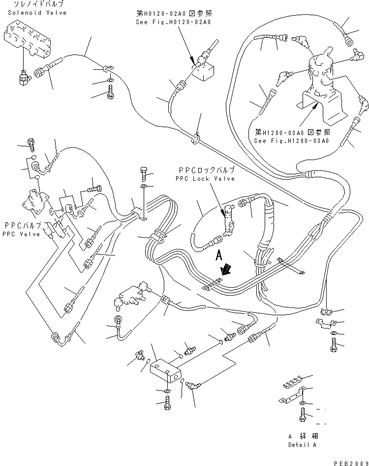 Excavators Komatsu / PC220-6 S/N 50001-UP(pc220-6c) / PPC WORK LINE (RIGHT STAND HOSE) (MULTI PATTERN)(#52741-52851)(212350 : K1520-02A3B)