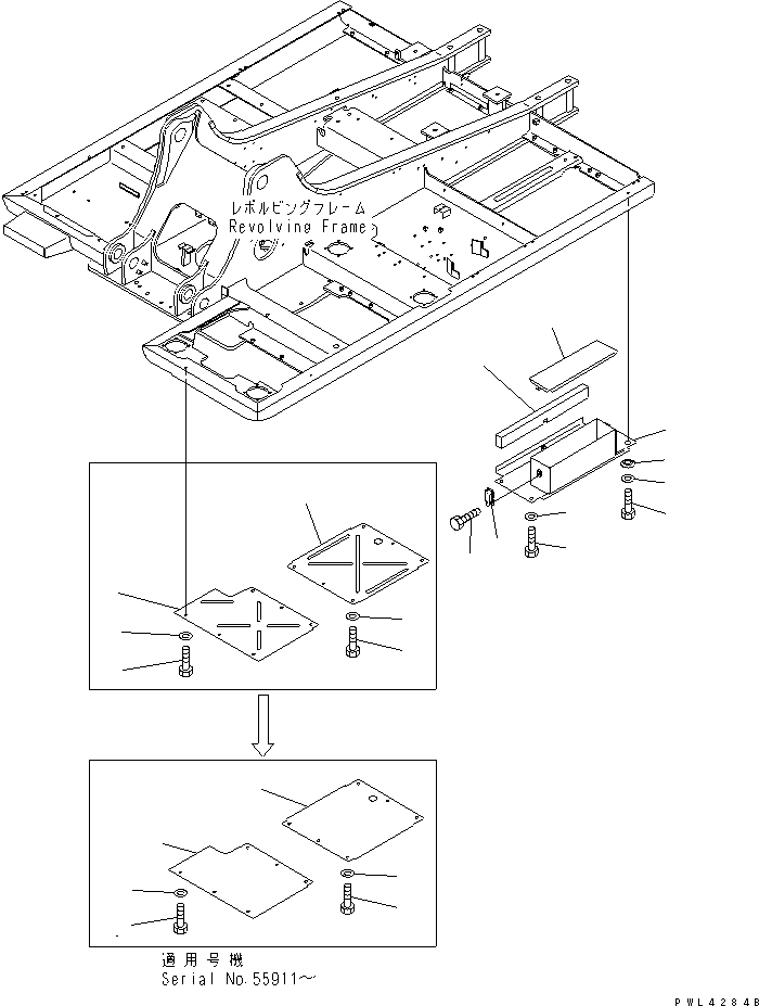 Excavators Komatsu / PC220-6 S/N 50001-UP(pc220-6c) / UNDER COVER (REVOLVING FRAME) (LEFT SIDE COVER AND TOOL BOX)(#55776-)(240600 : M1810-01A0F)