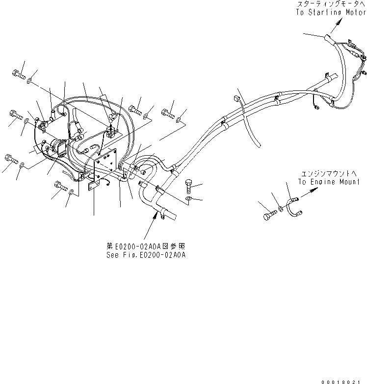 Excavators Komatsu / PC220-7 S/N 60001-UP (Overseas Version)(pc220-7c) / WIRING (STARTING HARNESS) (COLD WEATHER A SPEC.)(#65001-)(120070 : E0200-01A1A)