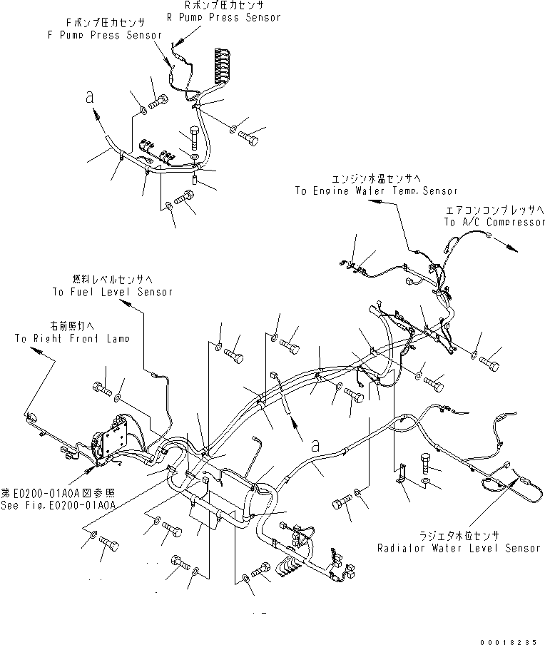 Excavators Komatsu / PC220-7 S/N 60001-UP (Overseas Version)(pc220-7c) / WIRING (MAIN HARNESS) (HARNESS AND CLIP) (WITH OVER LOAD ALARM)(#60001-65000)(120110 : E0200-02A3)
