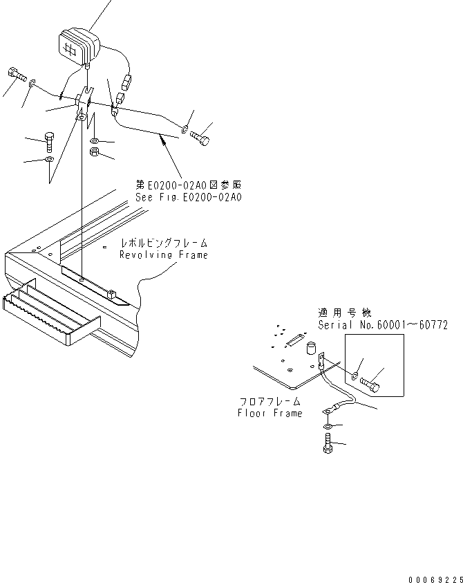 Excavators Komatsu / PC220-7 S/N 60001-UP (Overseas Version)(pc220-7c) / WIRING (WORKING LAMP ? FRONT)(#60001-65000)(120230 : E0200-06A0)