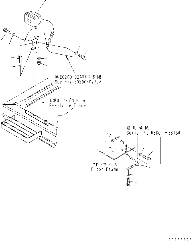 Excavators Komatsu / PC220-7 S/N 60001-UP (Overseas Version)(pc220-7c) / WIRING (WORKING LAMP ? FRONT)(#65001-)(120240 : E0200-06A0A)