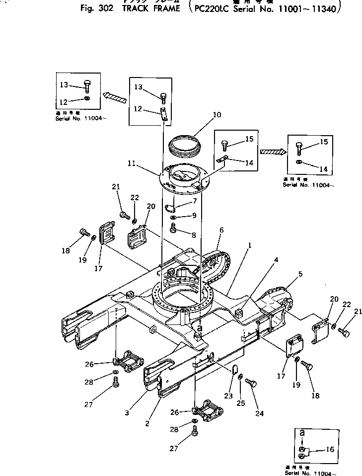 Excavators Komatsu / PC220LC-2 S/N 11001-UP(pc220l2c) / TRACK FRAME(#11001-11340)(090010 : 302)