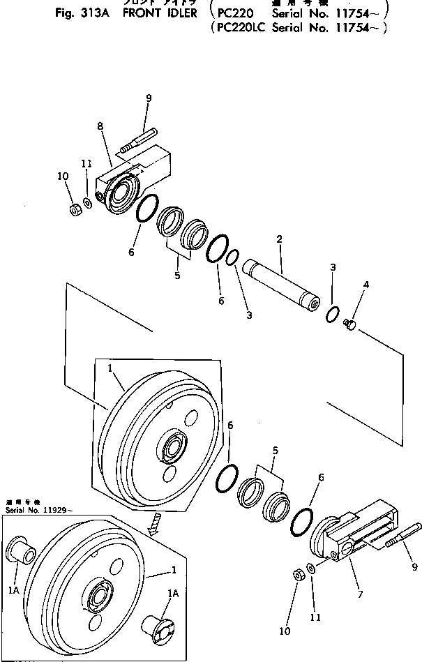 Excavators Komatsu / PC220LC-2 S/N 11001-UP(pc220l2c) / FRONT IDLER(#11754-)(090050 : 313A)