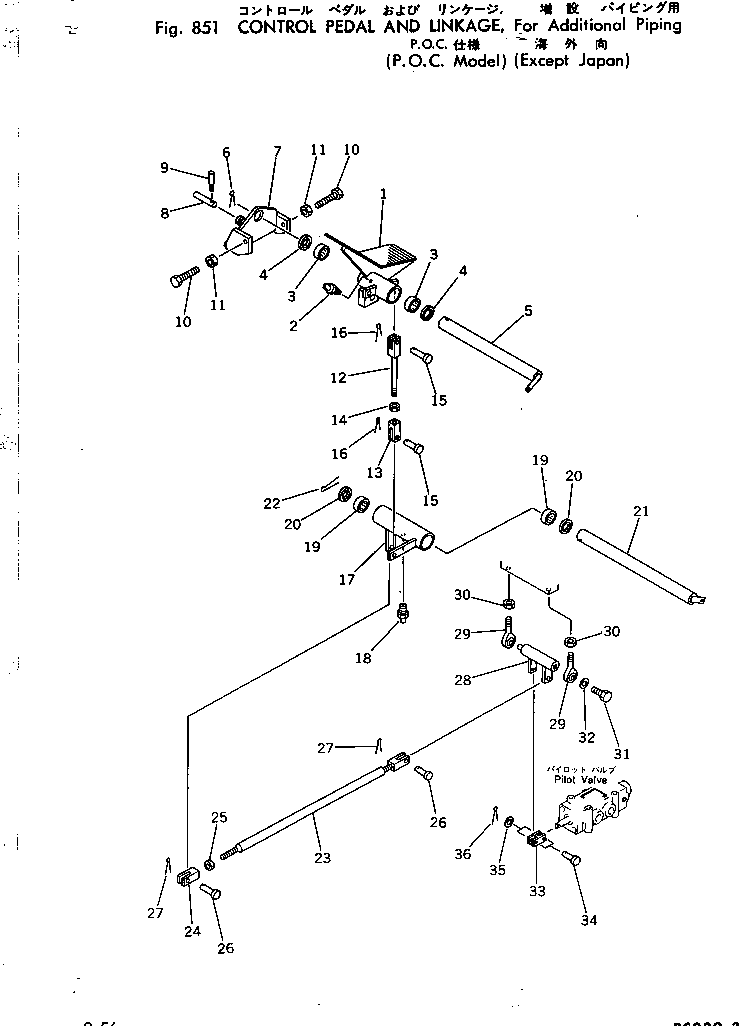 Excavators Komatsu / PC220LC-2 S/N 11001-UP(pc220l2c) / CONTROL PEDAL AND LINKAGE ? FOR ADD.PIPING(P.O.C.MODEL)(E.J.)(240330 : 851)