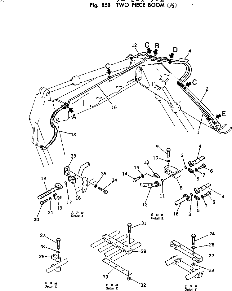 Excavators Komatsu / PC220LC-2 S/N 11001-UP(pc220l2c) / TWO PIECE BOOM (3/3)(240400 : 858)