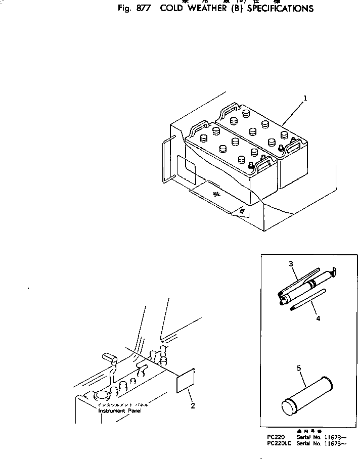 Excavators Komatsu / PC220LC-2 S/N 11001-UP(pc220l2c) / COLD WEATHER (B) SPECIFICATION(240550 : 877)