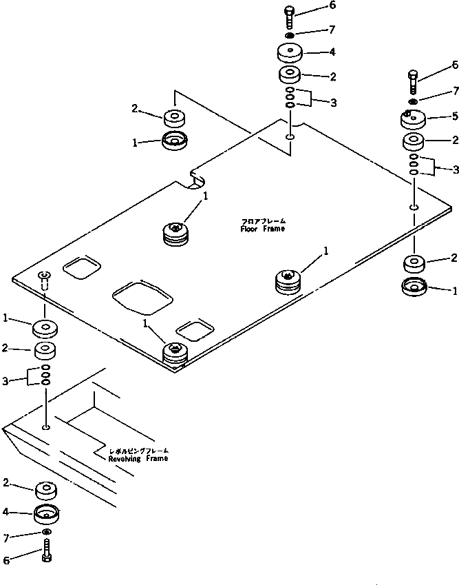 Excavators Komatsu / PC220LC-5C S/N 35001-UP (Custom Spec.)(pc220l3c) / FLOOR FRAME MOUNT (FOR LONG LEVER CONTROL)(150230 : 5161)