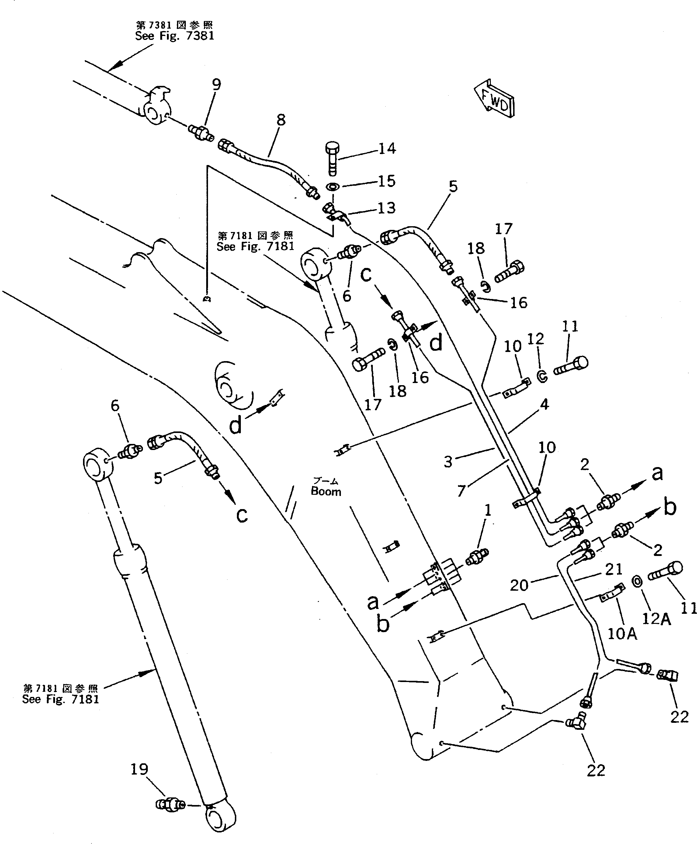 Excavators Komatsu / PC220LC-5C S/N 35001-UP (Custom Spec.)(pc220l3c) / WORK EQUIPMENT LUBRICATION PIPING (BOOM SIDE)(#36614-)(210060 : 7071B)