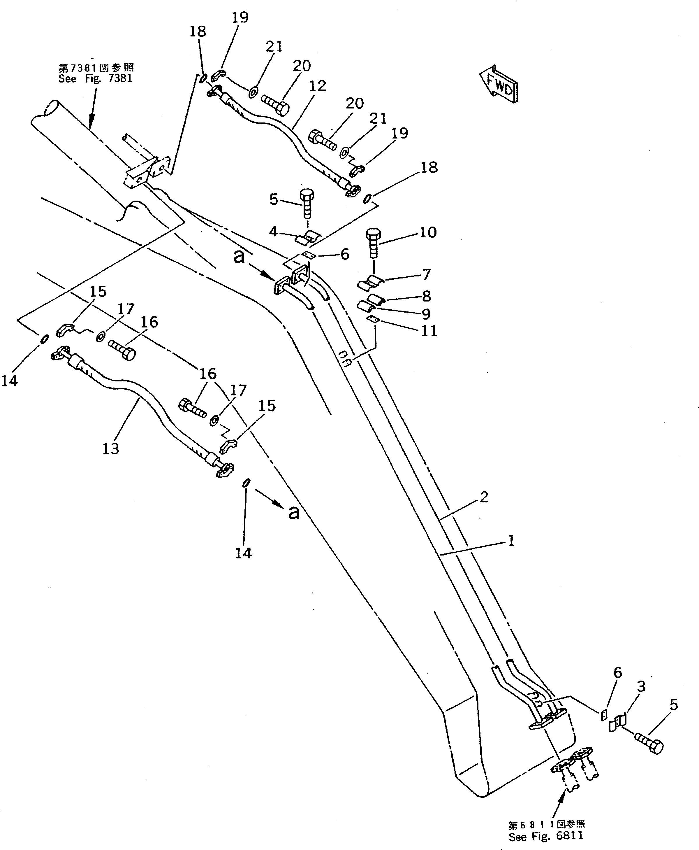 Excavators Komatsu / PC220LC-5C S/N 35001-UP (Custom Spec.)(pc220l3c) / ARM CYLINDER PIPING (ATTACHMENT SIDE)(#36614-)(210180 : 7301A)