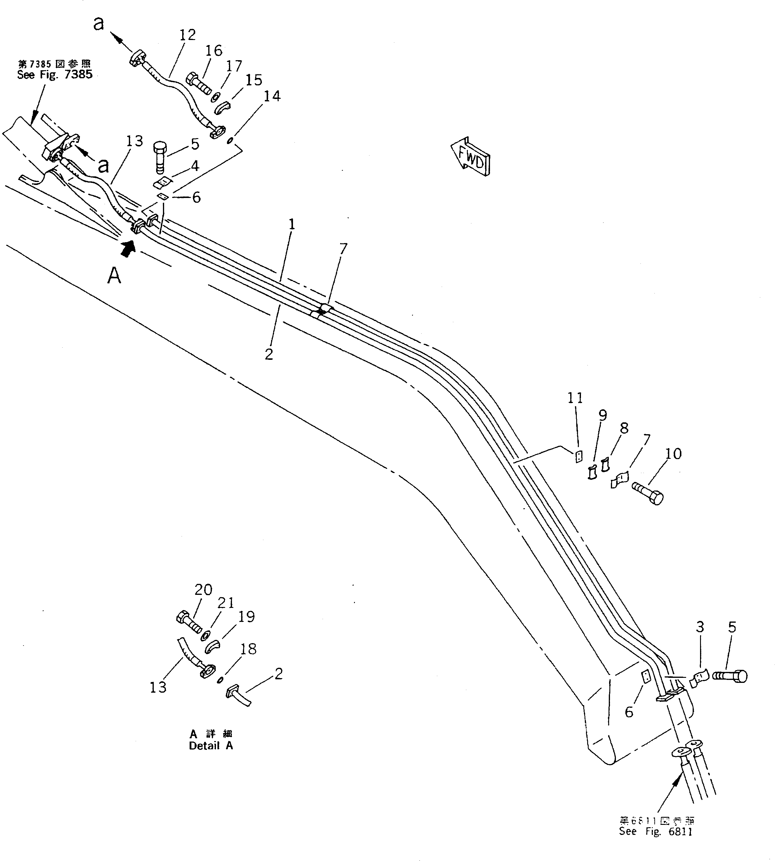 Excavators Komatsu / PC220LC-5C S/N 35001-UP (Custom Spec.)(pc220l3c) / ARM CYLINDER PIPING (ATTACHMENT SIDE) (FOR 50 FEET LONG FRONT)(210190 : 7361)