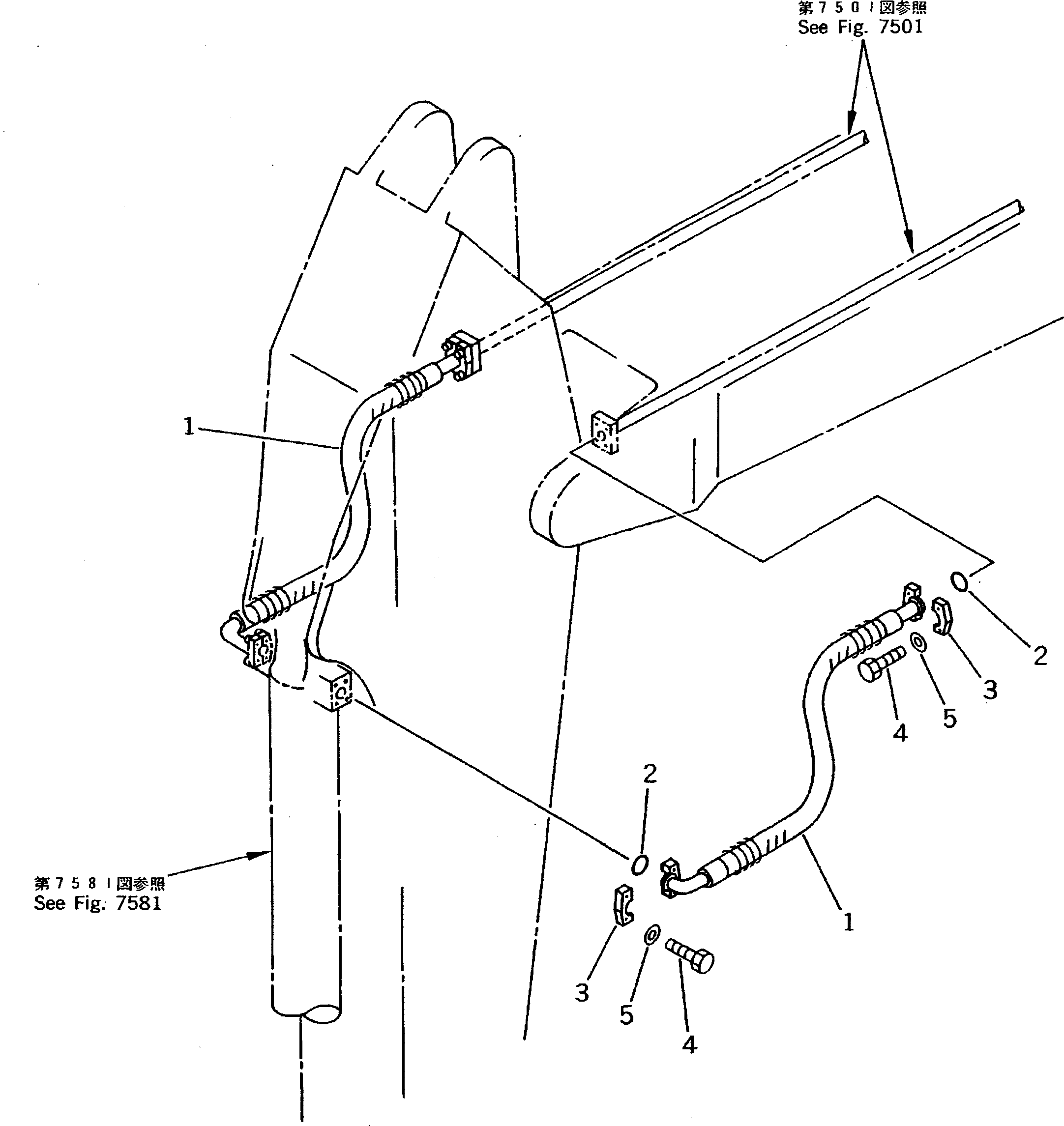 Excavators Komatsu / PC220LC-5C S/N 35001-UP (Custom Spec.)(pc220l3c) / BUCKET CYLINDER PIPING (ATTACHMENT SIDE) (ARM)(210260 : 7531)
