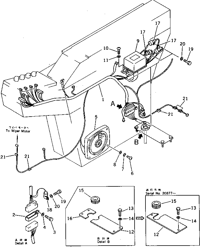 Komatsu parts book diagram for PC220LC-3 S/N 20001-UP: INSTRUMENT PANEL(2/2)(FOR WRIST CONTROL)(WITH AUTO DECELERATION ? SWING MECHANICAL BRAKE ? 3-STAGE)(#20001-21555)