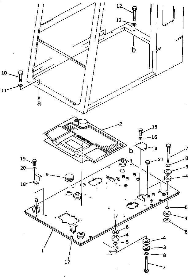 Komatsu parts book diagram for PC220LC-3 S/N 20001-UP: OPERATOR'S CAB ? FLOOR FRAME (FOR WRIST CONTROL)(#21556-)