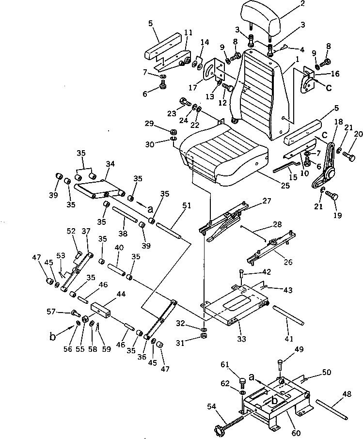 Komatsu parts book diagram for PC220LC-3 S/N 20001-UP: OPERATOR'S SEAT (FOR LONG LEVER CONTROL)(#20001-20049)
