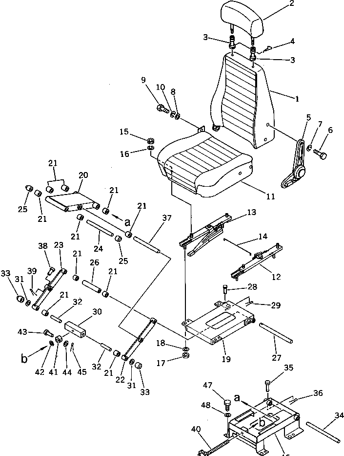Komatsu parts book diagram for PC220LC-3 S/N 20001-UP: OPERATOR'S SEAT (FOR WRIST CONTROL)(#20050-)