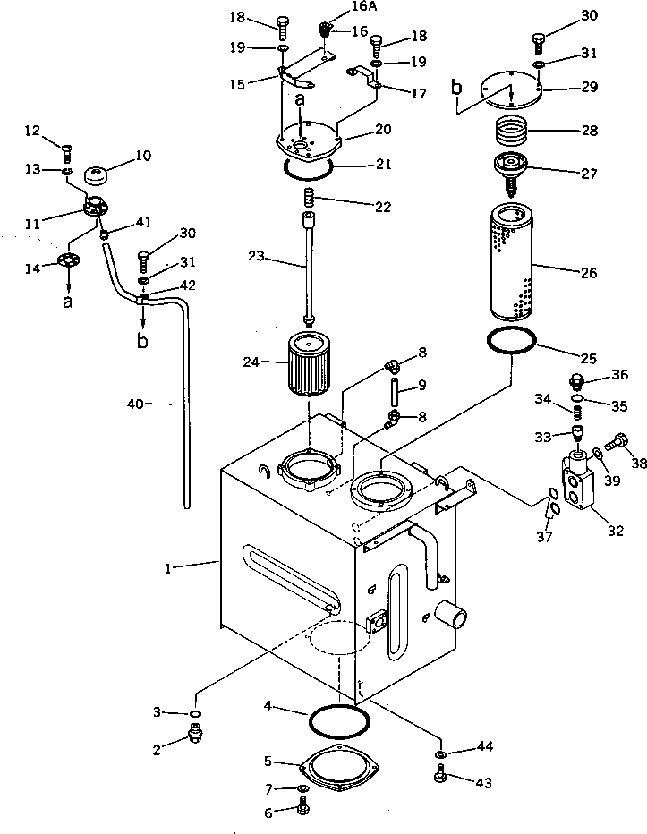 Komatsu parts book diagram for PC220LC-3 S/N 20001-UP: HYDRAULIC OIL TANK(#20001-21707)