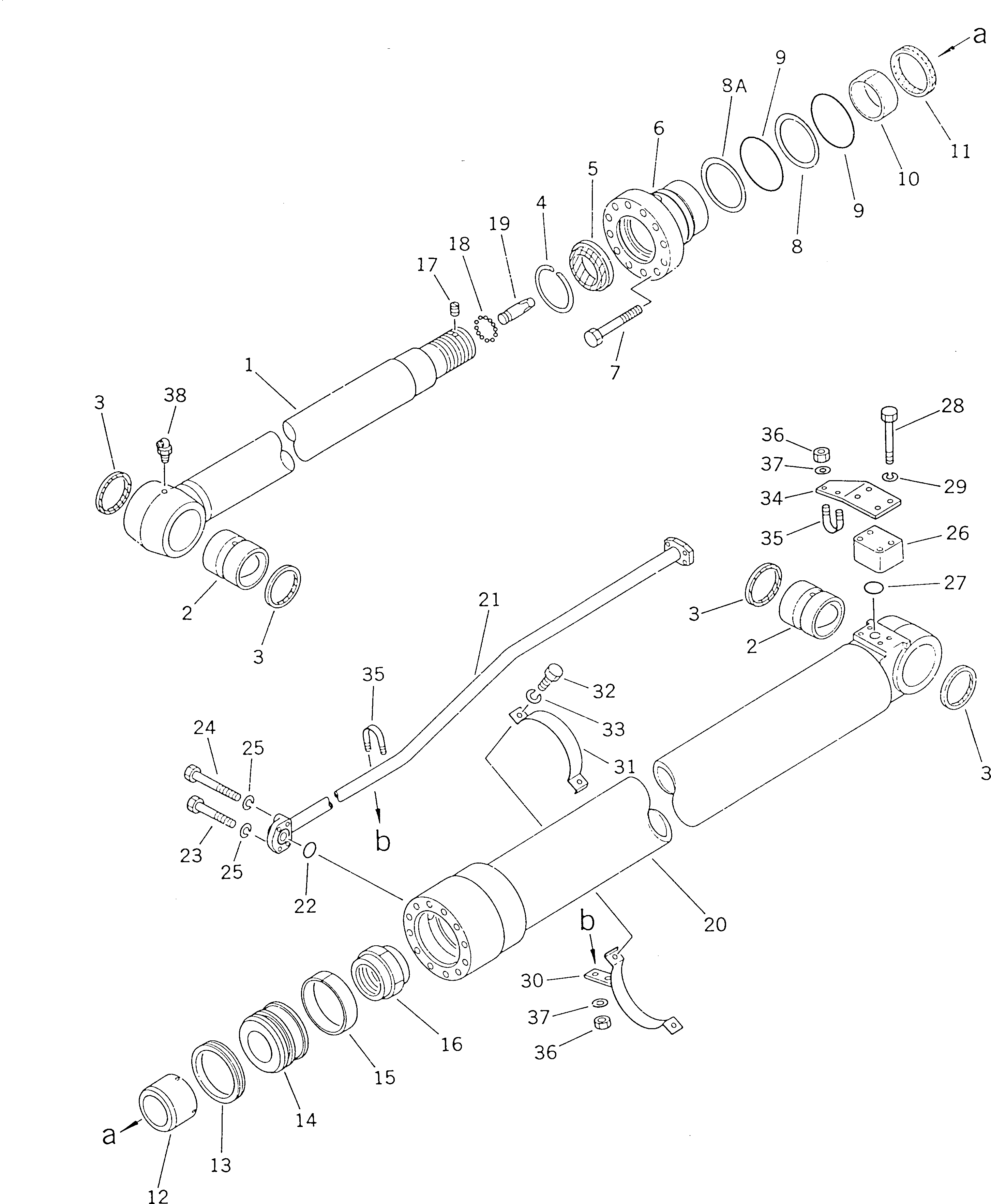 Komatsu parts book diagram for PC220LC-3 S/N 20001-UP: ARM CYLINDER (FOR 40 FEET LONG FRONT)(#20001-23737)