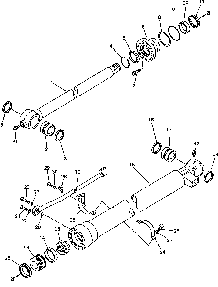Komatsu parts book diagram for PC220LC-3 S/N 20001-UP: BUCKET CYLINDER(#20001-23737)