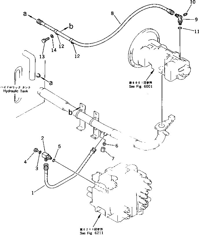 Komatsu parts book diagram for PC220LC-3 S/N 20001-UP: HYDRAULIC PIPING (DRAIN) (FOR WRIST CONTROL)(#20001-20223)