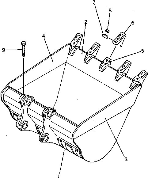 Komatsu parts book diagram for PC220LC-3 S/N 20001-UP: BUCKET ? 1.1M3 ? WIDTH 1400MM(#20001-20799)