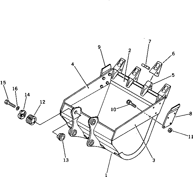 Komatsu parts book diagram for PC220LC-3 S/N 20001-UP: HEAVY DUTY BUCKET ? 0.9M3 WIDTH 1155MM