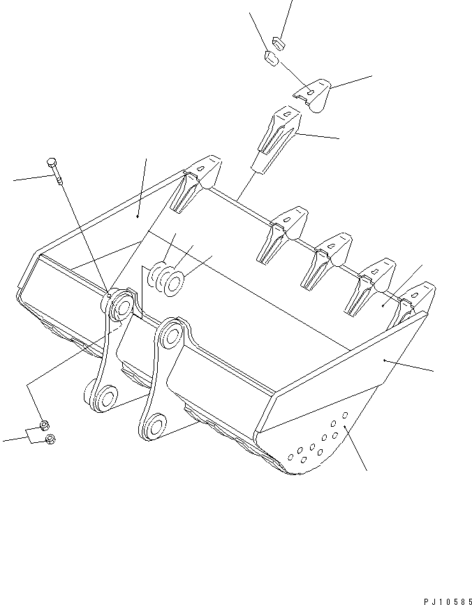 Komatsu parts book diagram for PC220LC-3 S/N 20001-UP: DITCH CLEANING BUCKET ? 0.35M3 (FOR 40 FEET LONG FRONT)
