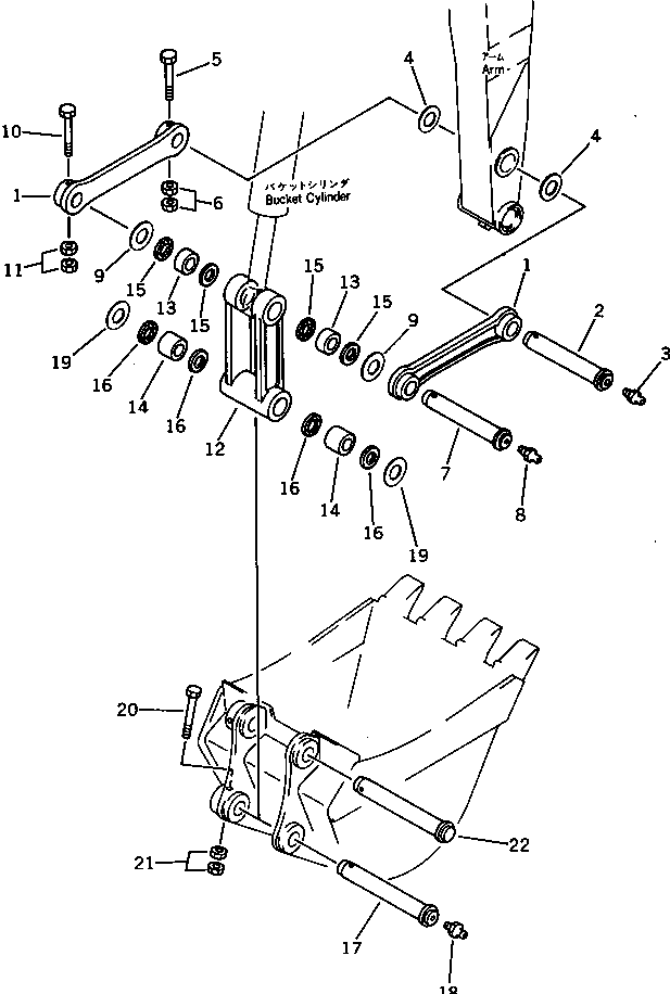 Komatsu parts book diagram for PC220LC-3 S/N 20001-UP: LINK (FOR 60 FEET LONG FRONT)