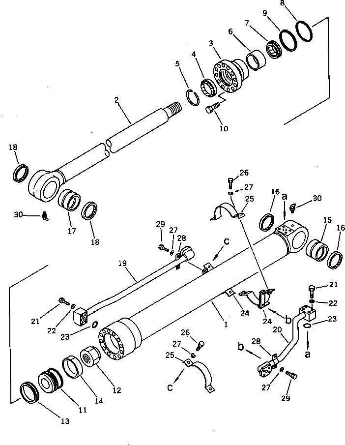 Komatsu parts book diagram for PC220LC-3 S/N 20001-UP: BUCKET CYLINDER (FOR 60 FEET LONG FRONT)