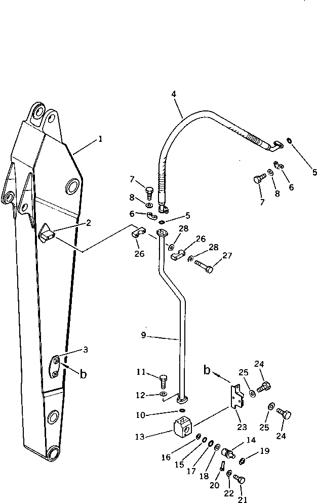 Komatsu parts book diagram for PC220LC-3 S/N 20001-UP: ADDITIONAL PIPING (ATTACHMENT SIDE) (FOR SHORT ARM) (2/3)