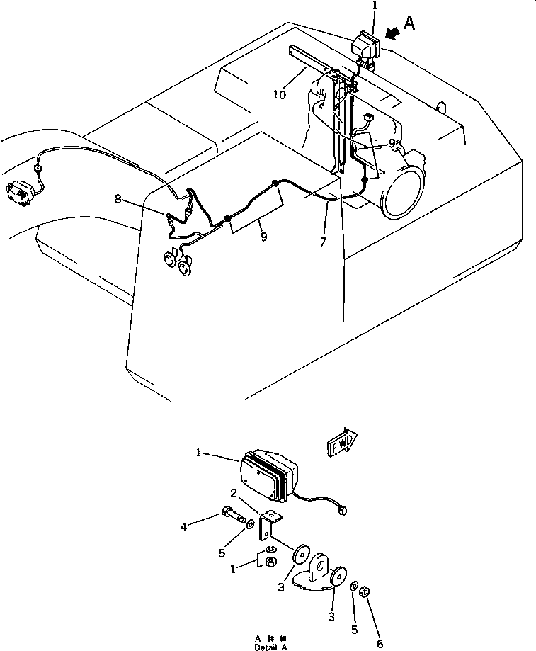 Komatsu parts book diagram for PC220LC-3 S/N 20001-UP: REAR WORKING LAMP