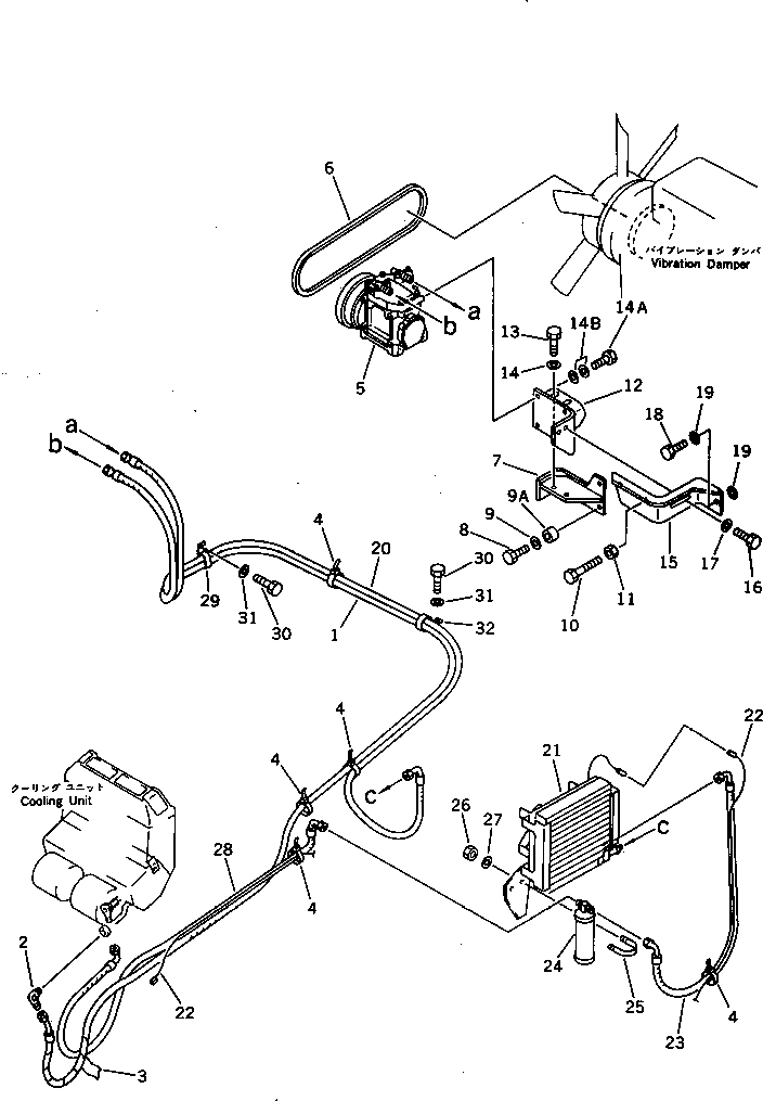 Komatsu parts book diagram for PC220LC-3 S/N 20001-UP: CAR COOLER PIPING (2/2)