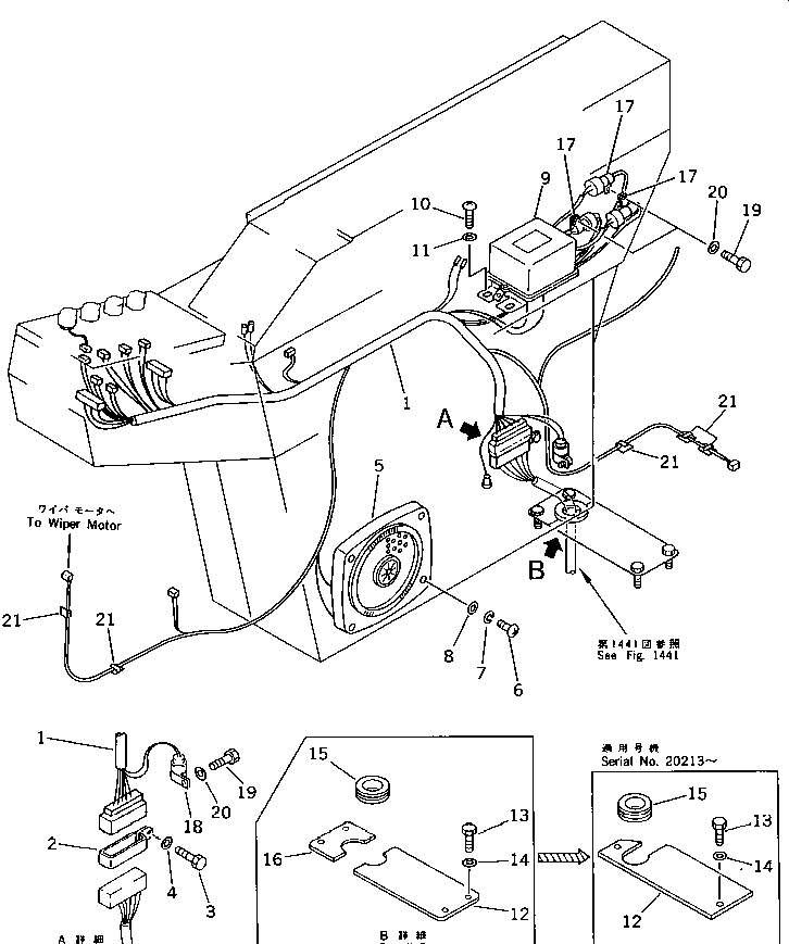 Komatsu parts book diagram for PC220LC-3 S/N 20001-UP: ELECTRICAL SYSTEM (WIRING) (WITHOUT AUTO DECELERATION ? SWING     MECHANICAL BRAKE) (WITH 2-STAGE)(#20001-21555)