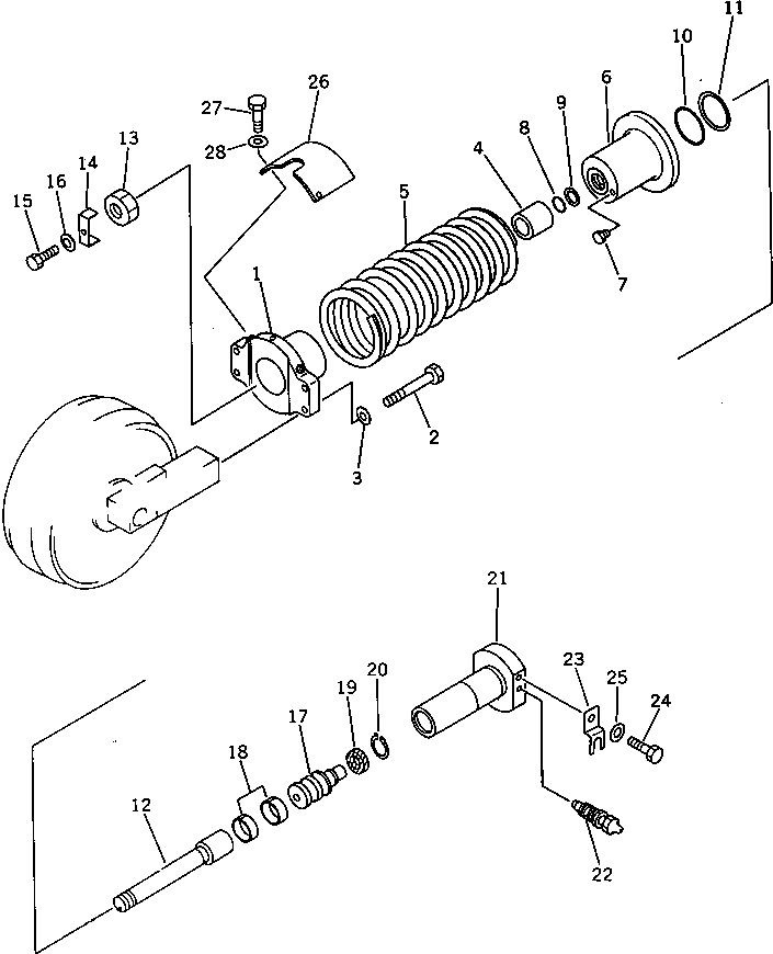 Komatsu parts book diagram for PC220LC-3 S/N 20001-UP: RECOIL SPRING(#20001-21960)