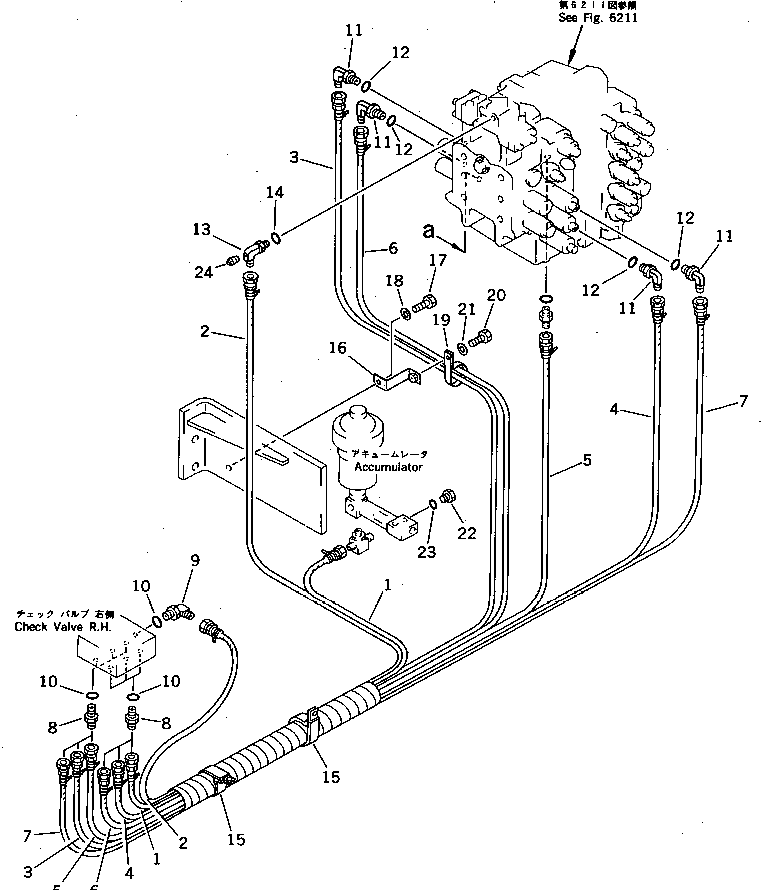 Komatsu parts book diagram for PC220LC-3 S/N 20001-UP: P.P.C. VALVE PIPING (3/3) (FOR WRIST CONTROL) (WITHOUT AUTO DECELERATION ? SWING MECHANICAL BRAKE)