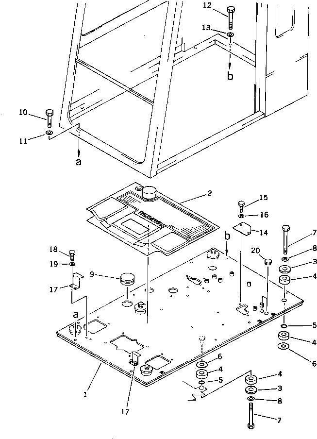 Komatsu parts book diagram for PC220LC-3 S/N 20001-UP: OPERATOR'S CAB ? FLOOR FRAME (FOR LONG LEVER CONTROL)(#21556-)