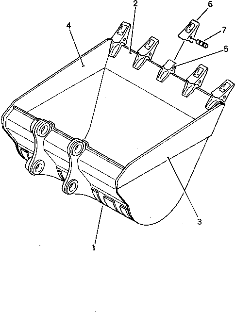 Komatsu parts book diagram for PC220LC-3 S/N 20001-UP: BUCKET ? 1.1M3 ? WIDTH 1400MM ? HORIZONTAL PIN TYPE(#20001-23163)