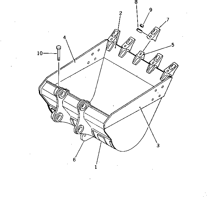 Komatsu parts book diagram for PC220LC-3 S/N 20001-UP: BUCKET ? 1.1M3 ? WIDTH 1400MM ? WITH HOOK (EXCEPT JAPAN)(#20001-20799)