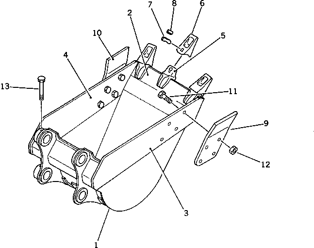 Komatsu parts book diagram for PC220LC-3 S/N 20001-UP: BUCKET ? 0.65M3 WIDTH 900MM(#20001-20664)