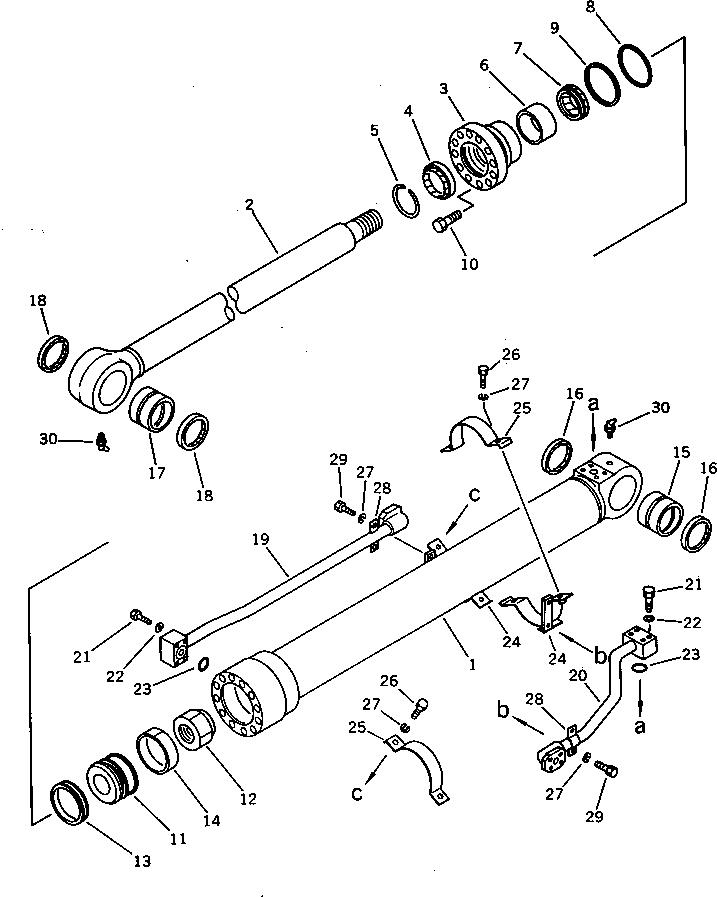 Komatsu parts book diagram for PC220LC-3 S/N 20001-UP: BUCKET CYLINDER (FOR 40 FEET LONG FRONT)