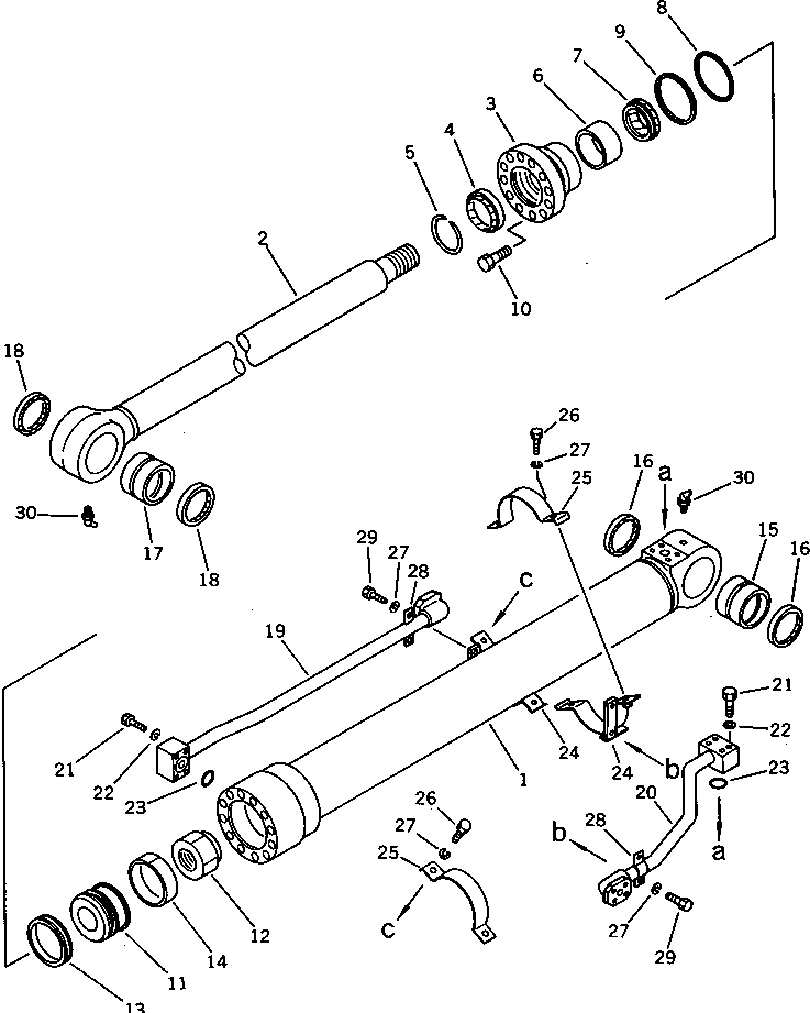 Komatsu parts book diagram for PC220LC-3 S/N 20001-UP: BUCKET CYLINDER (FOR 50 FEET LONG FRONT)