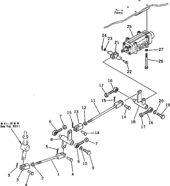 Komatsu parts book diagram for PC220LC-3 S/N 20001-UP: CONTROL LINKAGE (FOR ADDITIONAL PIPING) (FOR LONG LEVER CONTROL)