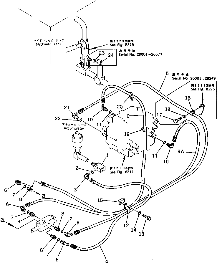 Komatsu parts book diagram for PC220LC-3 S/N 20001-UP: ADDITIONAL PIPING (PILOT) (FOR WRIST CONTROL)