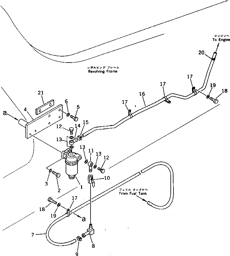 Komatsu parts book diagram for PC220LC-3 S/N 20001-UP: WATER SEPARATER AND PIPING