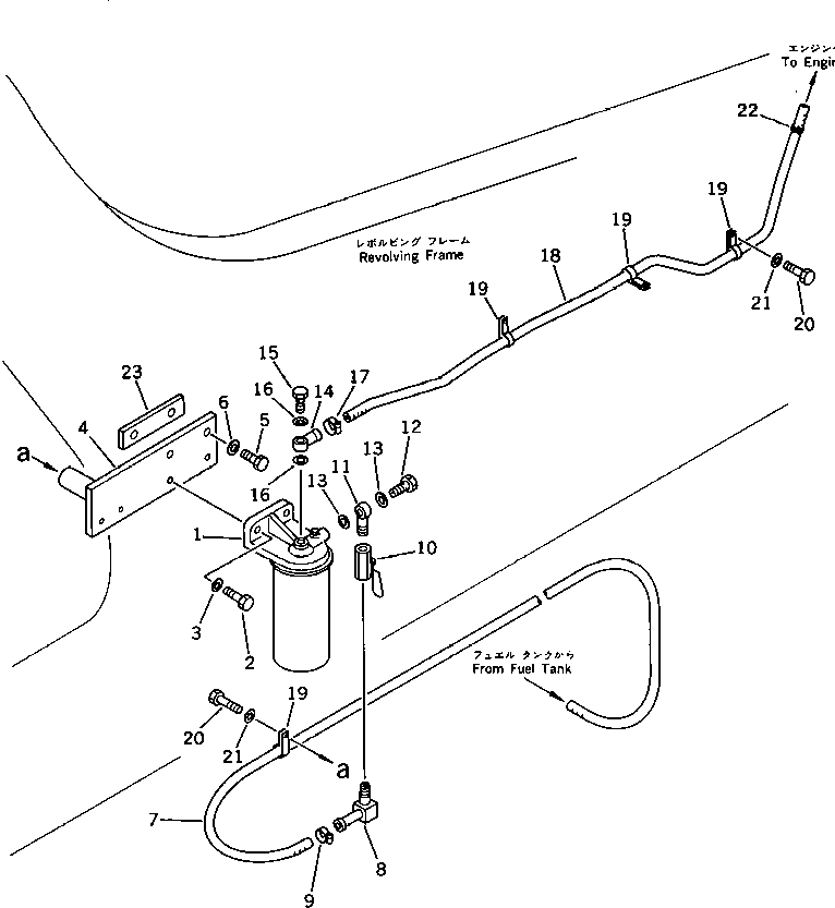 Komatsu parts book diagram for PC220LC-3 S/N 20001-UP: PRE FUEL FILTER AND PIPING