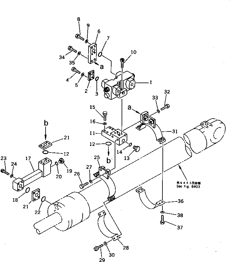 Komatsu parts book diagram for PC220LC-3 S/N 20001-UP: ARM CYLINDER LOCK VALVE (REXROTH) (FOR HEAD SIDE) (EXCEPT JAPAN)