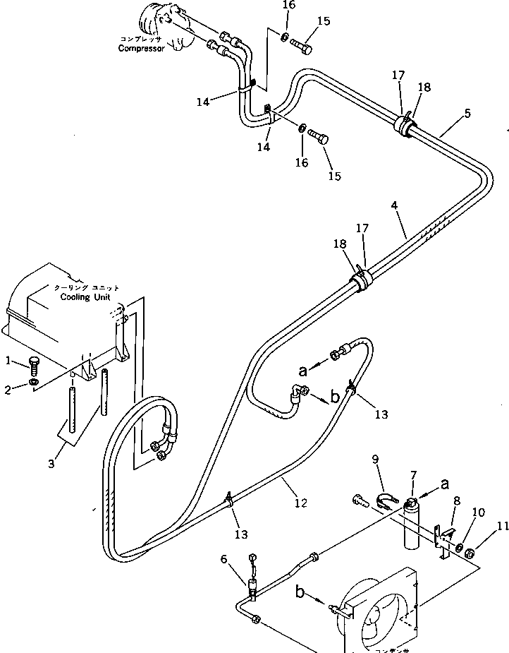 Komatsu parts book diagram for PC220LC-3 S/N 20001-UP: AIR CONDITIONER PIPING (COOLING)